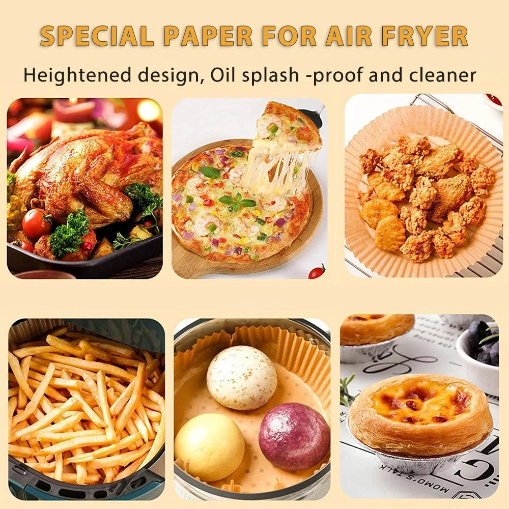 50 Non-Stick Round Air Fryer Papers