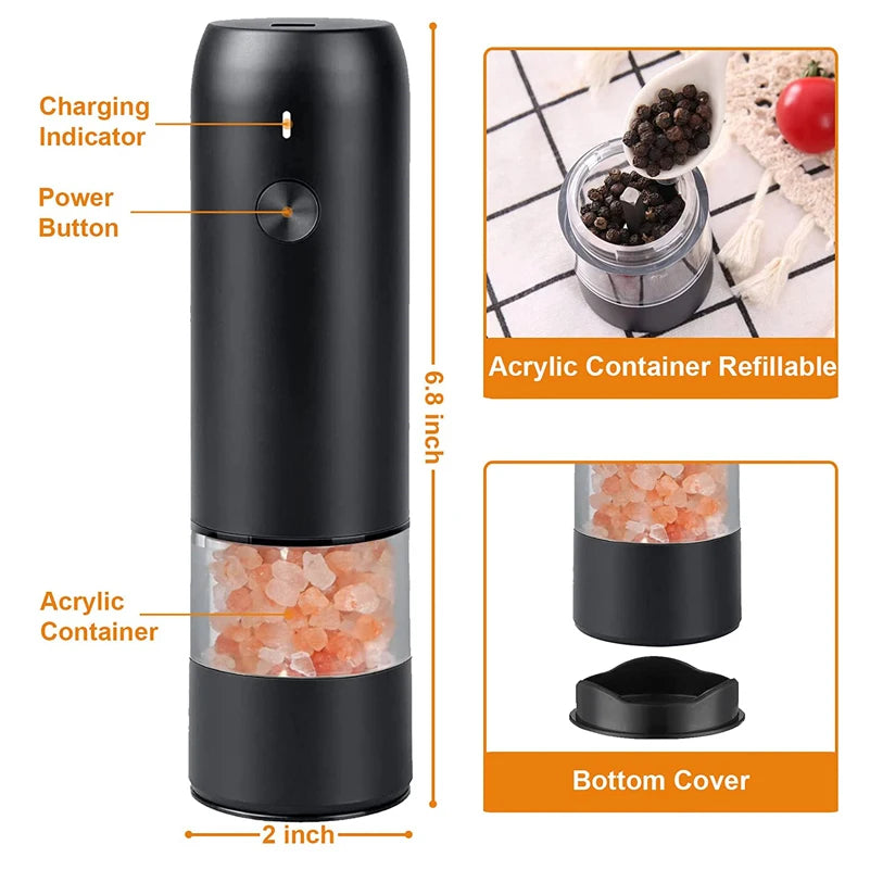 USB Electric Pepper Grinder with LED