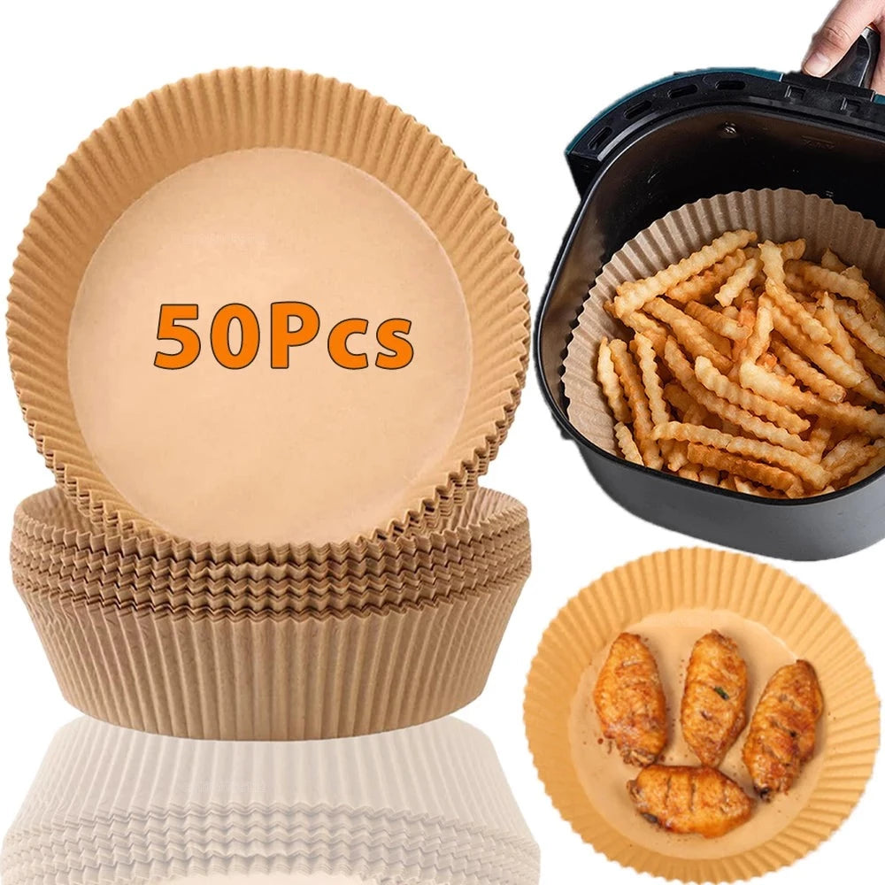 50 Non-Stick Round Air Fryer Papers