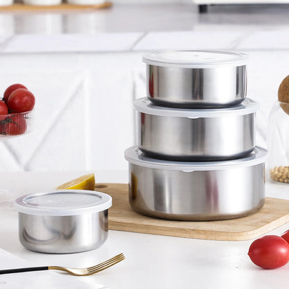 Stackable Stainless Bowls with Lids