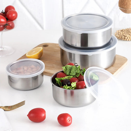 Stackable Stainless Bowls with Lids