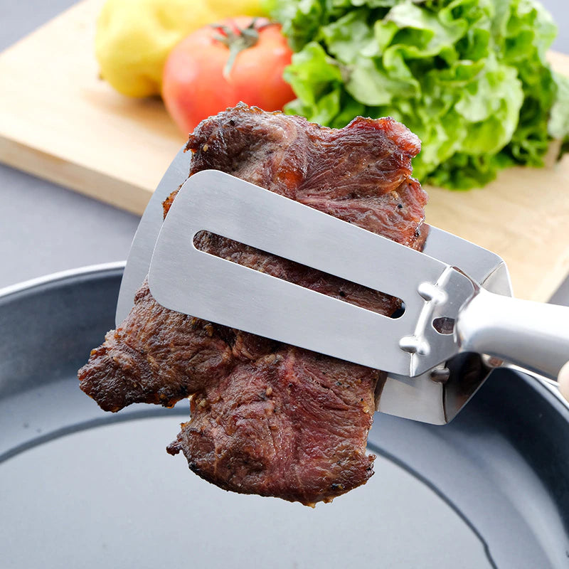 Stainless Steel Frying Shovel Clip Multifunctional Steak Bbq Tongs Pancake Fried Pizza Steak Fish Spatula Bread Kitchen Tool