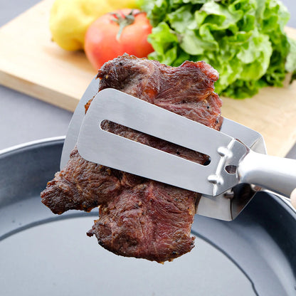 Stainless Steel Frying Shovel Clip Multifunctional Steak Bbq Tongs Pancake Fried Pizza Steak Fish Spatula Bread Kitchen Tool